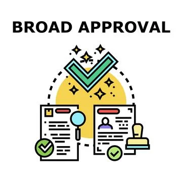 Broad approval concept identifying completed documents and verification Stock Illustration