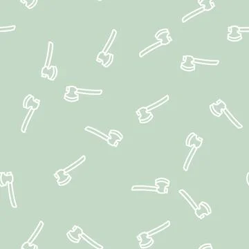 Broad axe hatchet line vector seamless pattern Stock Illustration