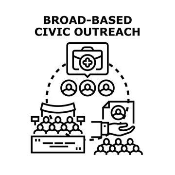 Broad based civic outreach concept connecting with communities 스톡 일러스트