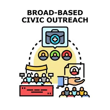 Broad based civic outreach concept connecting with communities 스톡 일러스트