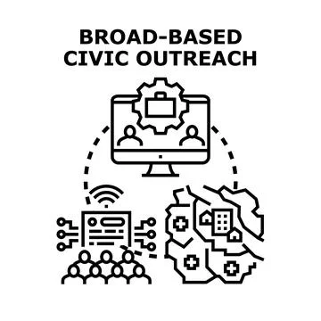 Broad based civic outreach program connecting community Ilustração Stock