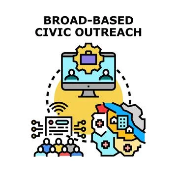 Broad based civic outreach program connecting community Stock Illustration