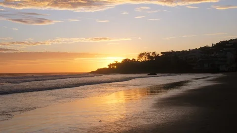 Broad Beach Sunset Wide Malibu (1) Stock Footage 100999923