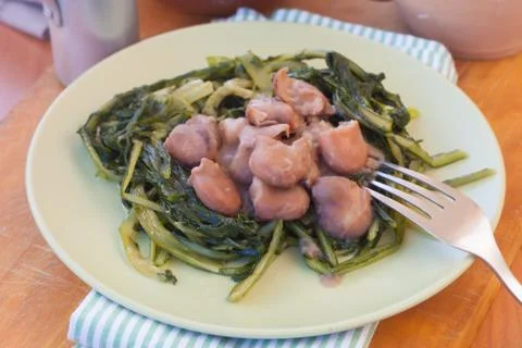 Broad beans and chicory Stock Photos