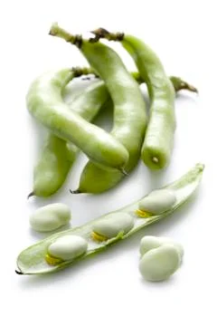 Broad beans on white background Stock Photos