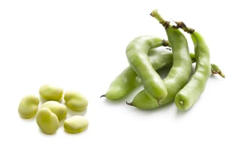 Broad beans on white background Stock Photos