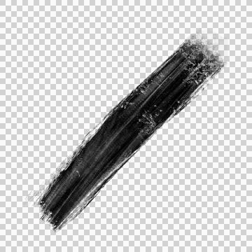 Broad black brush stroke is extending diagonally on transparent background with Stock Illustration