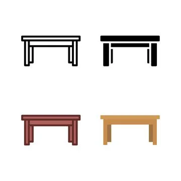 A broad collection of table icons, encompassing coffee tables, side tables,.. Stock Illustration