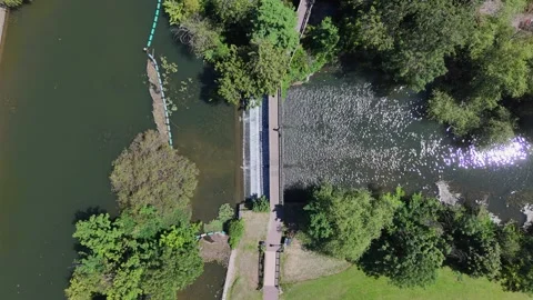 Broad Crest Weir River System Aerial View Stock Footage 277941394