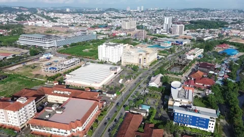 A Broad Drone Perspective on the Modernity and Tradition of a Coastal City Stock Footage 319608571