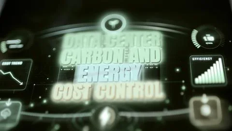 Broad interface view shows the Data Center Carbon and Energy Cost Control Stock Photos