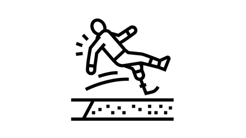 Broad jump handicapped athlete line icon animation Stock Footage 224308420