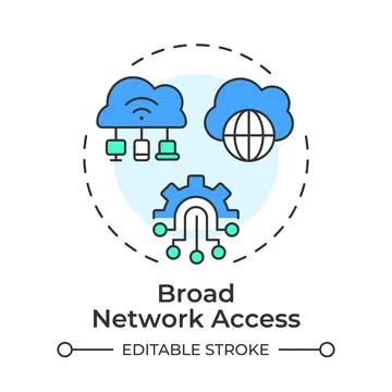 Broad network access flat linear concept icon Stock Illustration