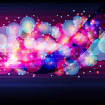 Broad stripe made of a luminous circles on a dark background. Stock Illustration