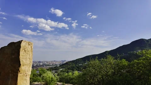 Broad View Upon Reaching the Mountain Top Stock Footage 318542523