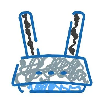 Broadband internet wireless router doodle drawing icon Stock Illustration