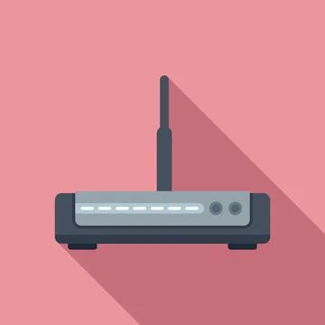 Broadband modem icon flat . Internet router Illustrazione stock