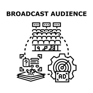 Broadcast audience engaging with targeted content and advertising Stock Illustration