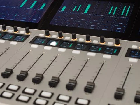 Broadcast Audio Mixer Console with Advanced Digital Features Stock Photos