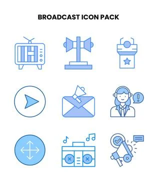 Broadcast Blue UI Icons Pack Ilustración de archivo