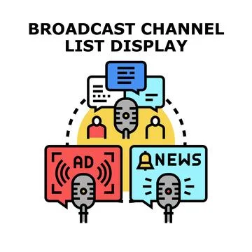 Broadcast channel list display concept vector illustration Stock Illustration