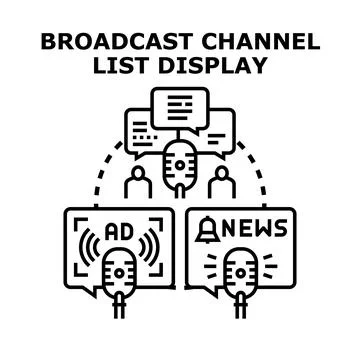 Broadcast channel list display concept vector illustration Stock Illustration