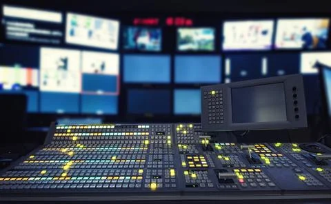 Broadcast Control Desk Interior Stock Photos