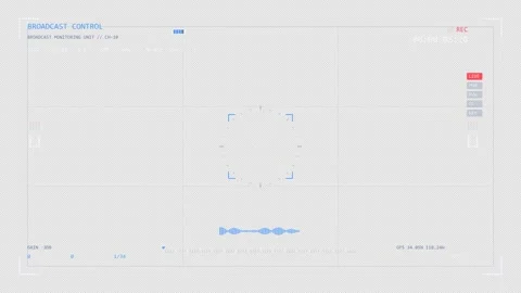 Broadcast Control HUD Interface with Timecode and Audio Waveform Stock Footage 337880363