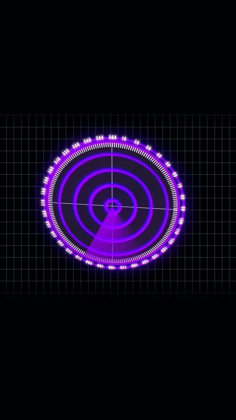 Broadcast design element animated purple neon radar scan vertical video. Gl.. Stock Footage 321630961