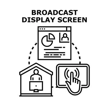 Broadcast display screen system sharing digital content Stockillustratie