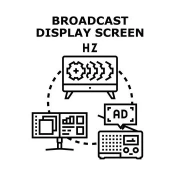 Broadcast display screen vector creating media content Illustrazione stock