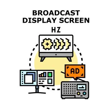 Broadcast display screen vector creating media content Stock Illustration