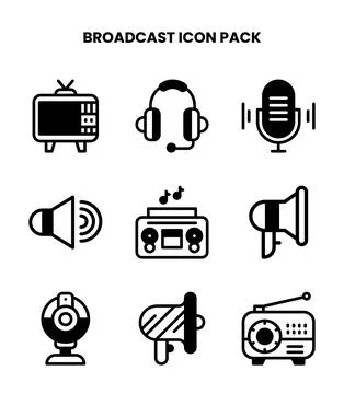 Broadcast DuoTone Graphics Icons Pack Stock Illustration