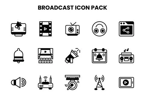 Broadcast DuoTone Graphics Icons Pack Stock Illustration