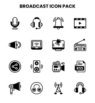 Broadcast DuoTone UI Icons Pack Stock Illustration