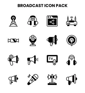 Broadcast DuoTone Vector Icons Pack Stock Illustration