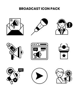Broadcast DuoTone Vector Icons Pack Stock Illustration