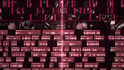 Broadcast Editing Timeline Red Clips Playhead Scrub Video stock 343650443