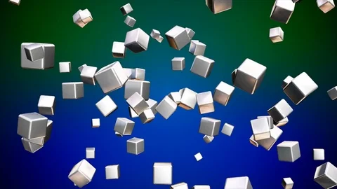 Broadcast Falling Hi-Tech Cubes, Multi Color, Corporate, Loopable, 4K Stock Footage