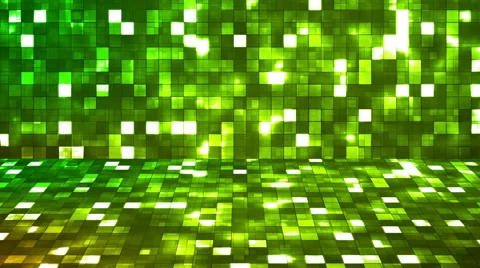 Broadcast Firey Light Hi-Tech Squares Stage, Green Brown, Abstract, Loopable, HD Stock Footage 57087262