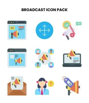 Broadcast Flat Graphics Icons Pack Illustration