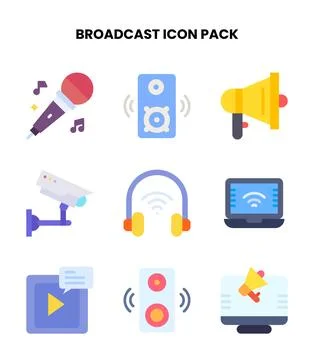 Broadcast Flat UI Icons Pack Ilustración de archivo