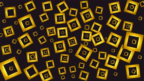 Broadcast Floating Spinning Blinking Hi-Tech Illuminated Squares, Golden, Events Stock Footage 238535839