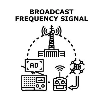 Broadcast frequency signal transmitting communication technology Stock Illustration