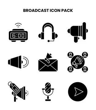 Broadcast Glyph Design Icons Pack Ilustración de archivo