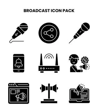 Broadcast Glyph Graphics Icons Pack Ilustração Stock