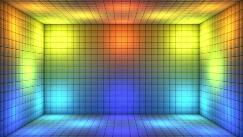 Broadcast Hi-Tech Alternate Blinking Illuminated Cubes Room Stage,Multi Color,4K Stock Footage 325619712