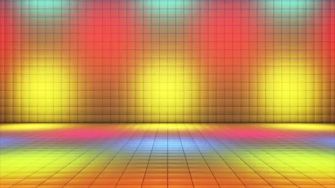 Broadcast Hi-Tech Alternate Blinking Illuminated Cubes Stage Floor,MultiColor,4K Stock Footage 331637135