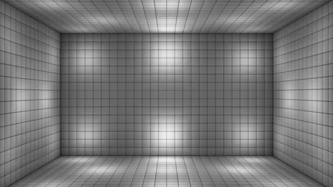 Broadcast Hi-Tech Blinking Illuminated Cubes Room Stage, Gray, Events,3D,Loop,4K Stock Footage 223108096