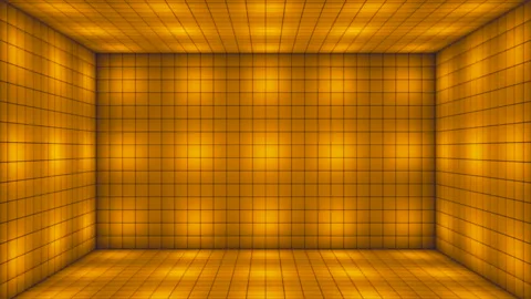 Broadcast Hi-Tech Blinking Illuminated Cubes Room Stage,Golden,Events,3D,Loop,4K Stock Footage 233920259